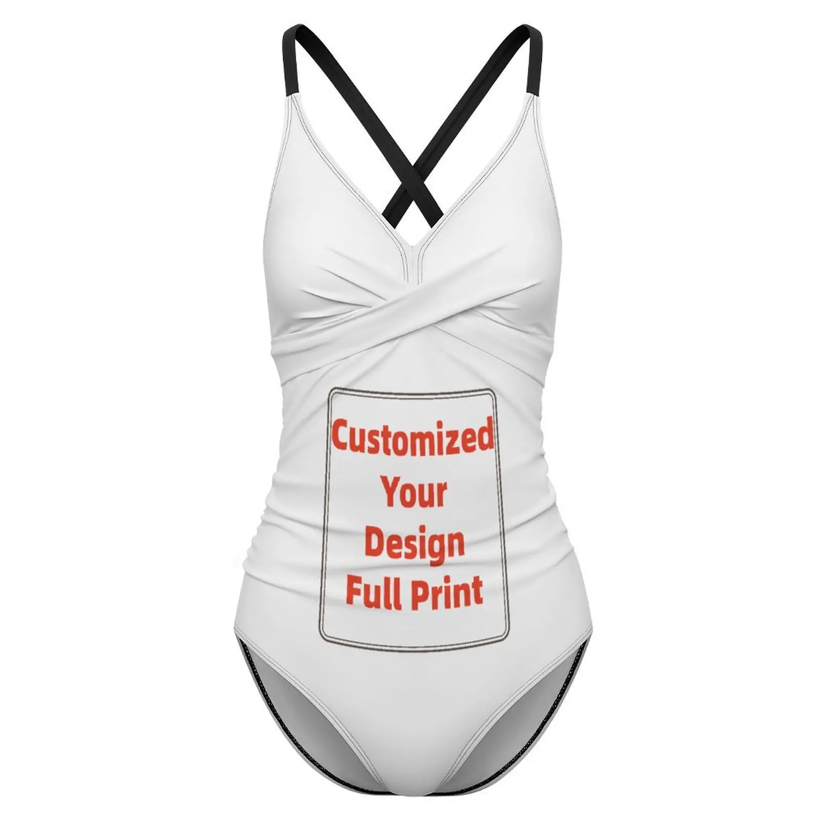 Custom Women's One Piece Swimsuit - Sexy V Neck Tummy Control Bathing Suit Vintage Swimwear