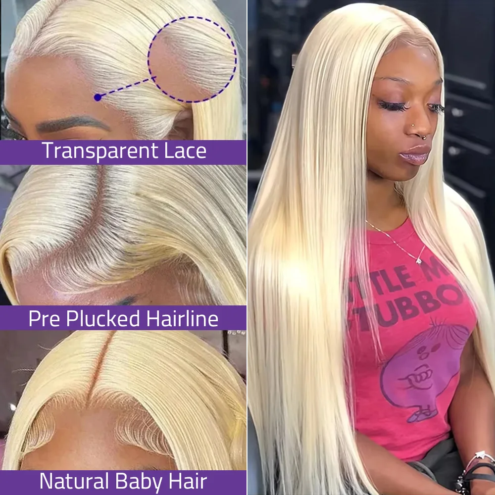 13x6Blonde 200Density Bone Straight Hd Transparent 613Lace Frontal Wig 36Inch Brazilian 100%Human Hair Lace Front Wigs For Women