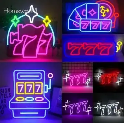 Number 777 Neon Sign Led Light Angel Number Lucky Number Light Sign USB Powered for Bedroom Game Room Wall Decor Birthday Gifts