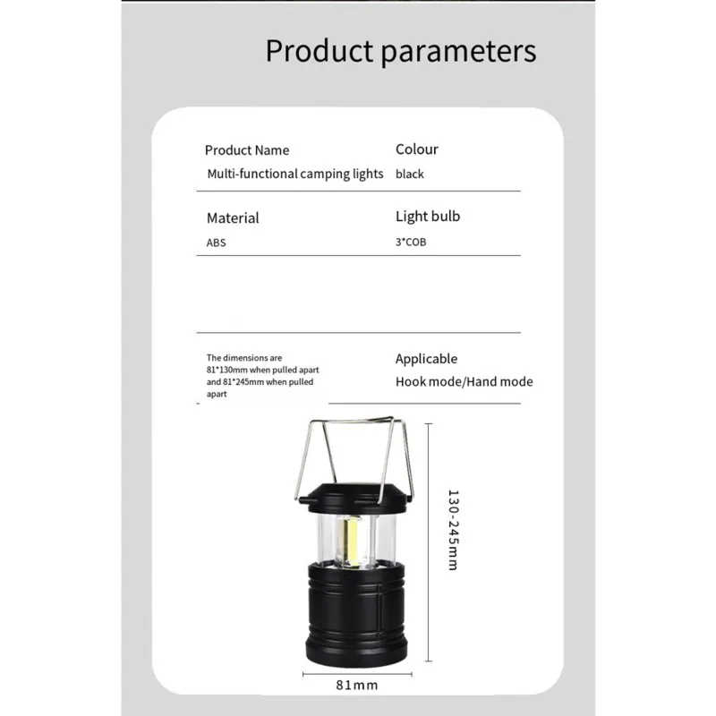 HRBAJ-Camping LED Lantern- Magnetic Hook Design, 3-In-1 Multifunctional Light, 520 Lumens, Ideal For Outdoor Adventure Excursion