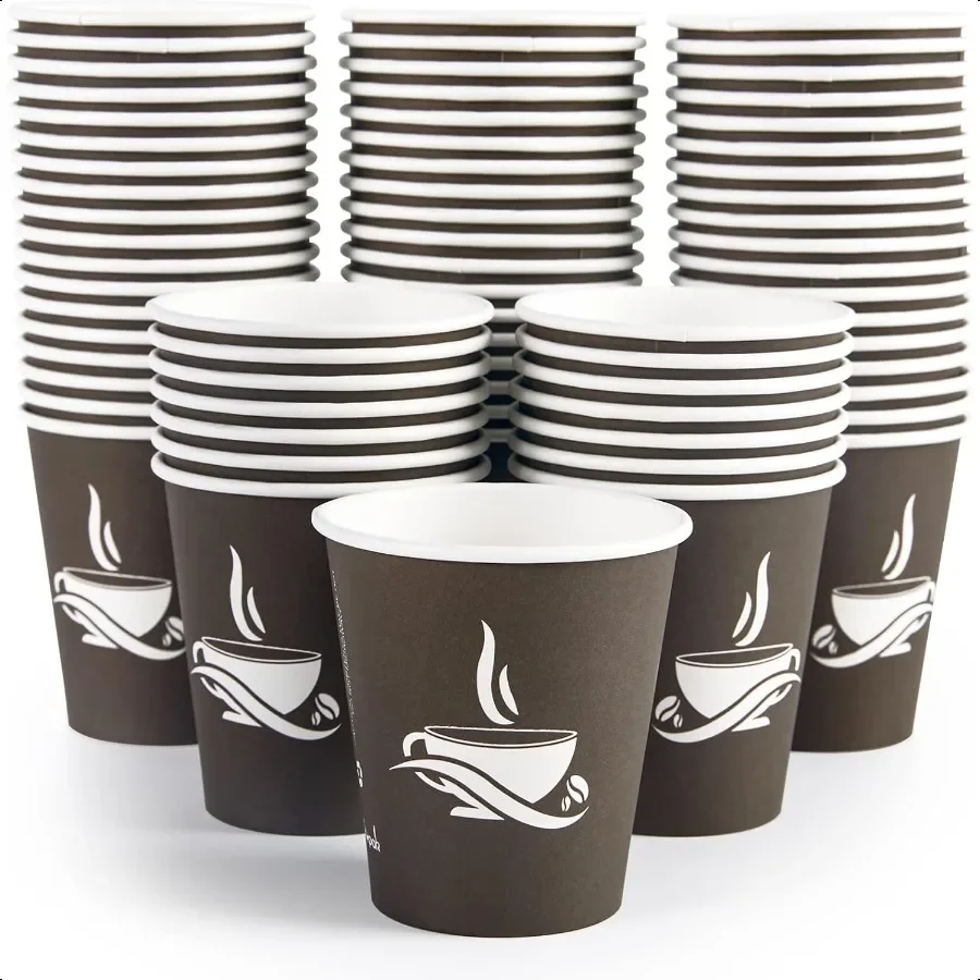 

270 Pack 10 oz Paper Cups Brown Hot Coffee Cups for Party Picnic Travel and Events