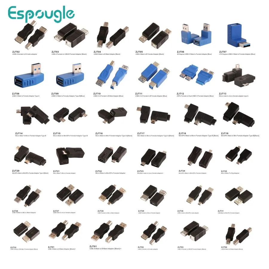 

100pcs Various Universal USB Adapter Male To Micro USB Female USB C OTG Support Data Sync Adaptador for Samsung Huawei Xiaomi