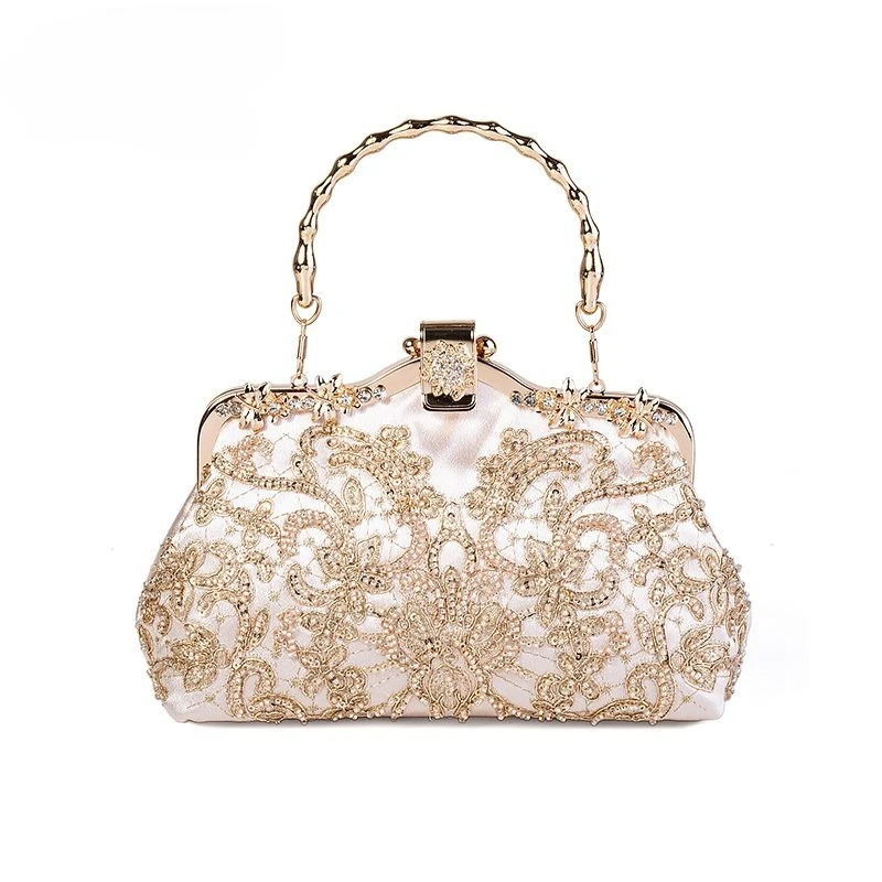 2026 New Embroidered Jacquard Banquet Small Handbag, Socialite Formal Wear, Qipao Bag Diamond-Encrusted Wedding Bag, Wedding Bag