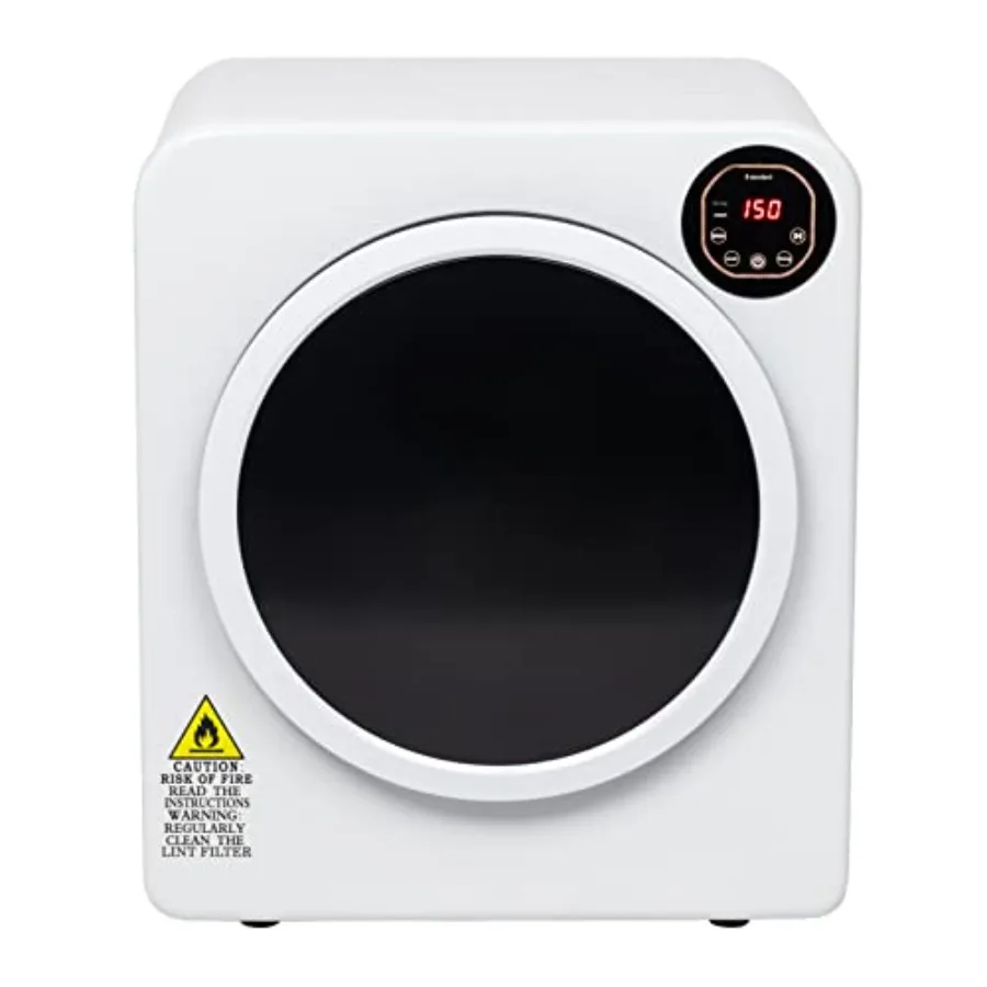 Portable Laundry Dryer 3.22 cu ft Compact Front Load Stainless Steel Clothes Dryer with Exhaust Pipe LCD Control Panel a