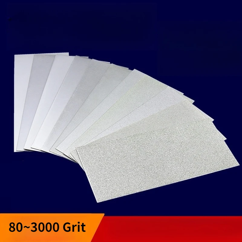 

80-3000 Grit Rectangular Electroplated Emery Polishing Disc Diamond Grinding Strip Abrasive Sharpening Plate Sharpener Carving