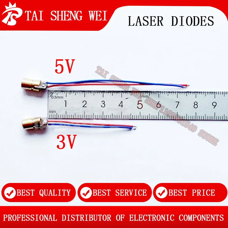 10 Diodos Láser de 5mW 650 nm, Diodo Láser de Punto Rojo, Circuito de Diodo Láser de 3V/5V 5mW 650nm, Módulo de Puntero, Cabezal de Cobre