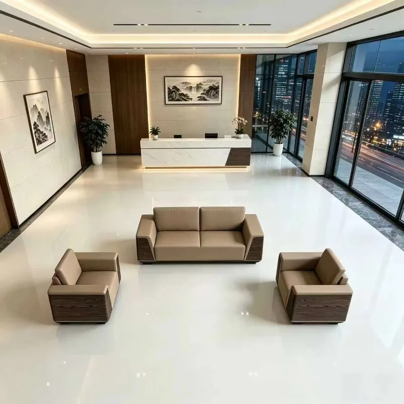 Modern Luxury Chesterfield Leather Office Sectional Lounge Sofa Commercial Home & Hotel Use for Reception Area