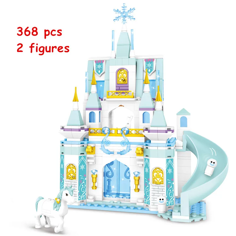 New Disney Friends Princess Royal Crystal Ice Castle House Building Blocks Kit Bricks Classic Movie Model Kids Girls Toys Gifts