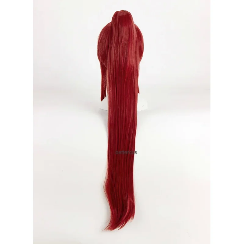 Fairy Tail Erza Scarlet Cosplay Wigs 100cm Long Wine Red Heat Resistant Synthetic Hair Wig   Wig Cap