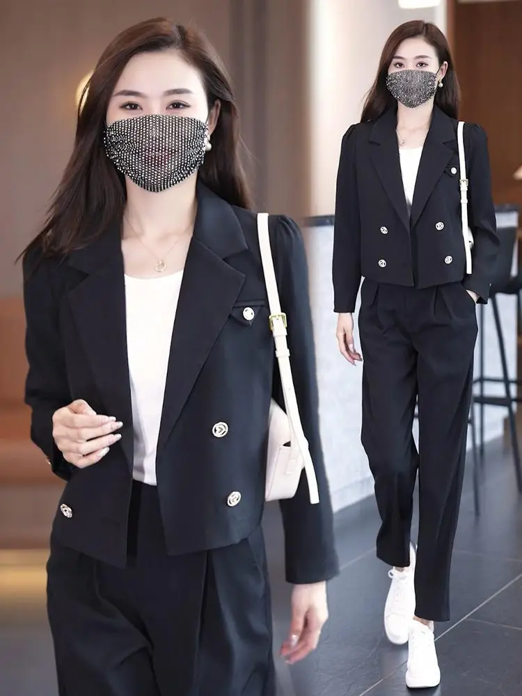 

Faionable ort Women's Suit Set Autumn New Sle Profional Aosphere Two-Piece Set Small Size Sli Quali Material