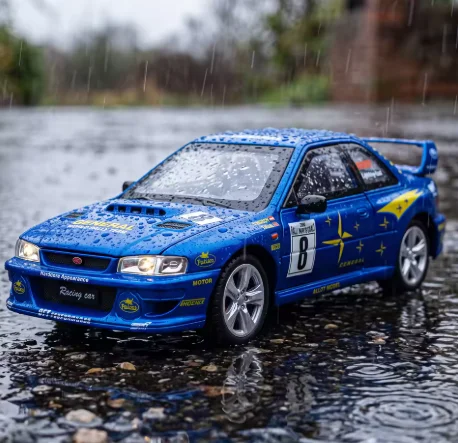 1:24 Impreza STI Racing Alloy Car Model Pullback With Sound Light Custom Livery Desktop Showcase Decoration Toy Gift