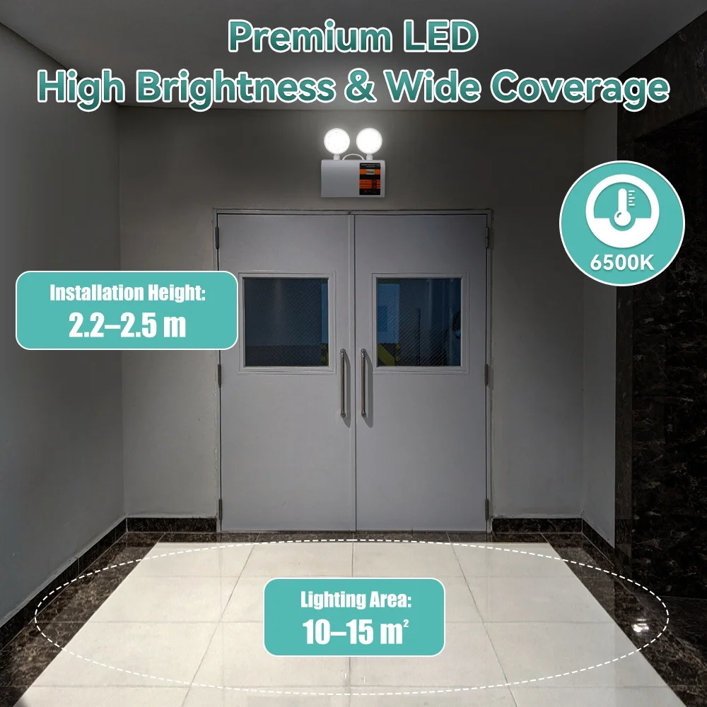 Twin head Fire Emergency Light Rechargeable LED Automatic Lighting Fire Emergency Lamp Wall light for Corridors Stairs And Lofts