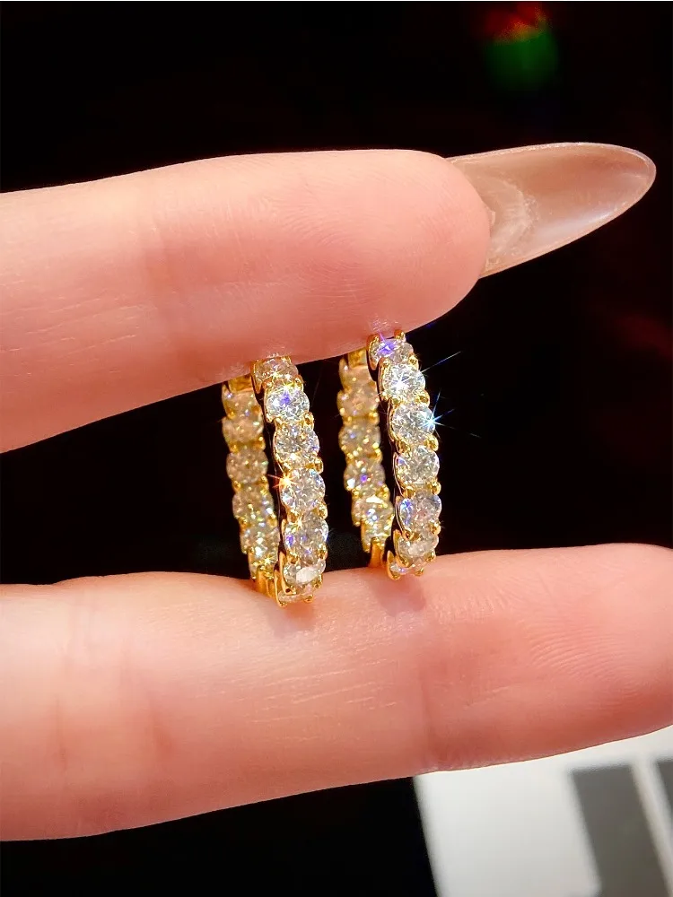 

GRA 925 Sterling Sliver 2.6ct D Color Moissanite Diamond Earrings Wedding Huggie Hoop Earring for Women Wedding luxury Jewelry