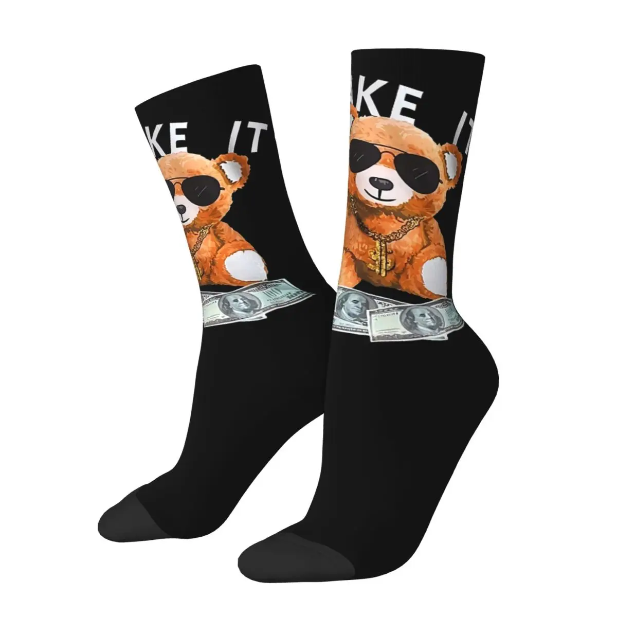 Teddy Bear cosy Unisex Socks,Warm Happy 3D printing Socks,Street Style Crazy Sock