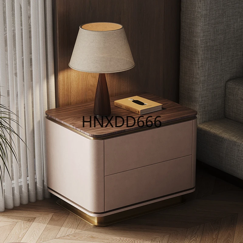 Villa light luxury black walnut bedside table