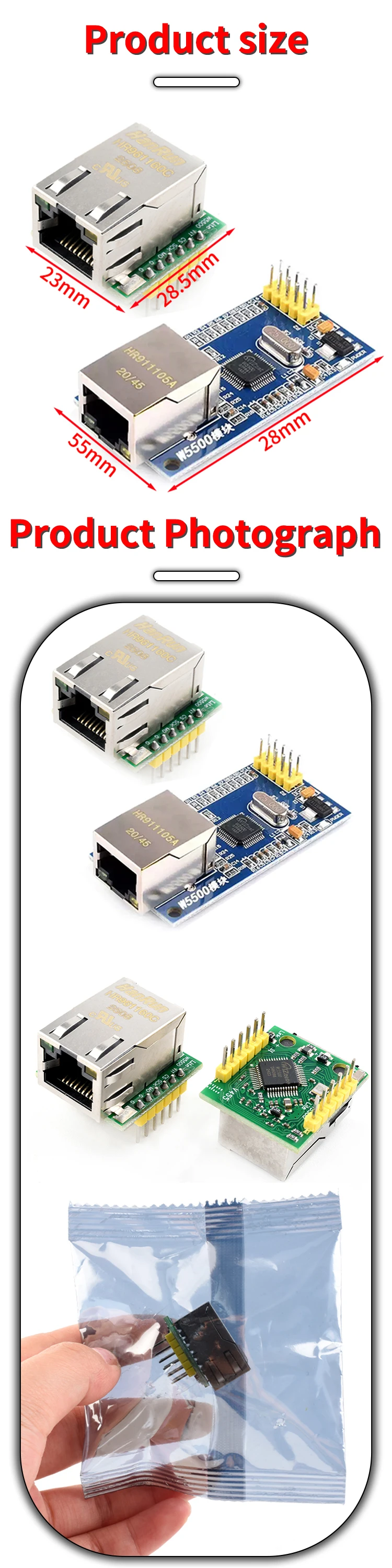 Snvi W5500 Ethernet-Modul SPI zu LAN TCP IP Hardware-Stack Netzwerkplatine Kompatibel mit Arduino STM32 WIZ820io – Detail 2