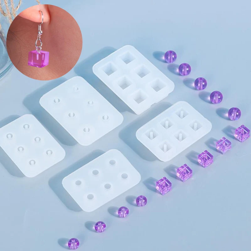 New Sale Rectangle Silicone Mould Square Bead Ball 6 Holes DIY Epoxy Jewelry Pendant Mold