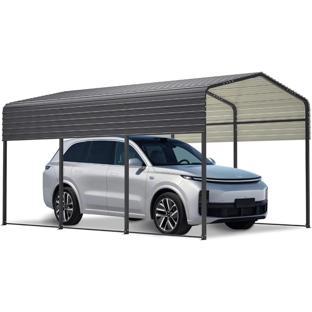 

10x15 Ft Metal Carport, Galvanized Steel Roof, Large Carport Canopy, Steel Car Shelter