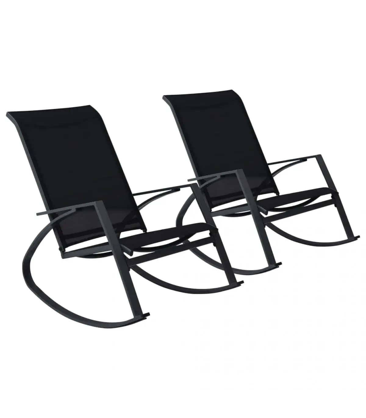 Garden chairs rocking garden chairs 2 units textilene Black