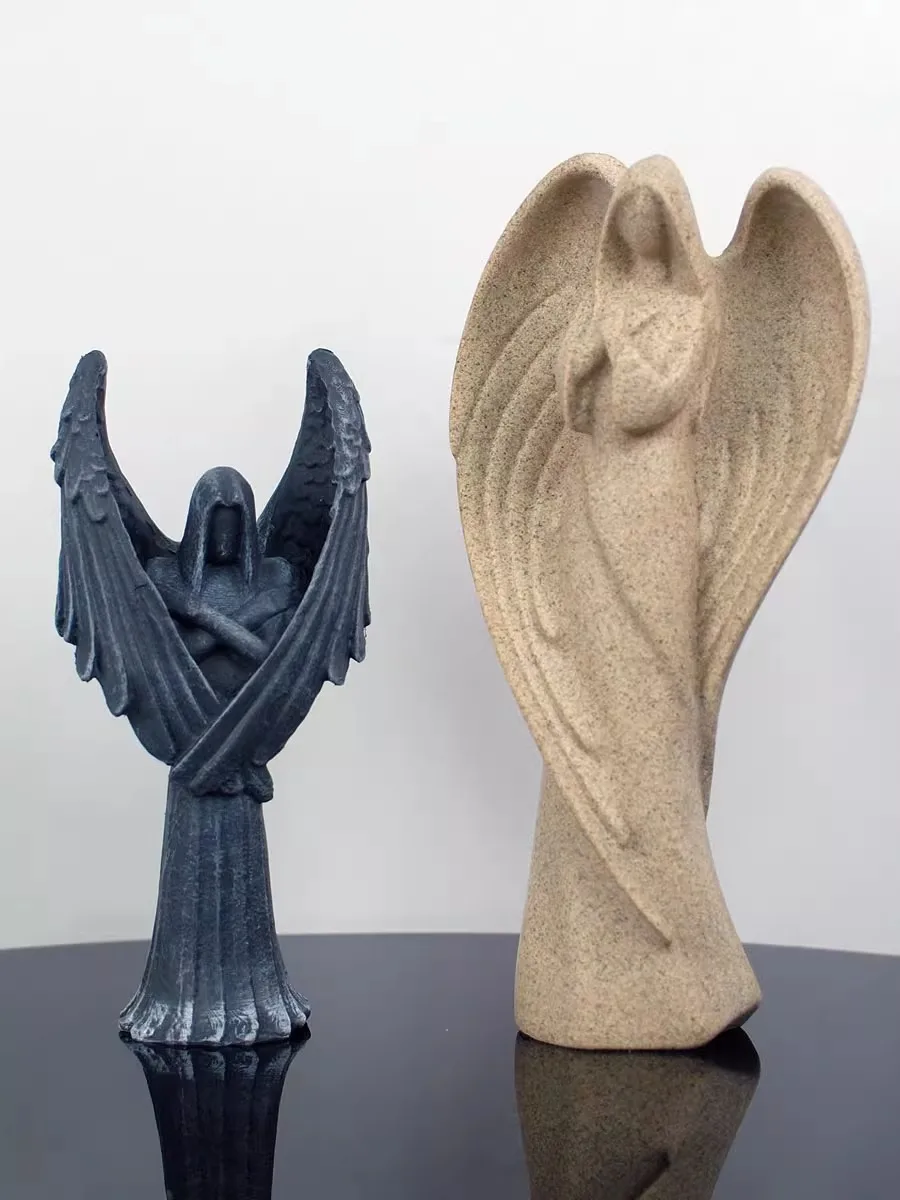 Nordic Dark Angel Sandstone Resin Statue - Home Living Room Study Decoration Guardian Angel Sculpture Ornaments Gift