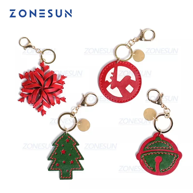 ZONESUN Christmas Tree Bell Custom Leather Cutting Die Leather Diy Craft Tool Key Chain Wooden Template Punch Cut Steel Rule Die