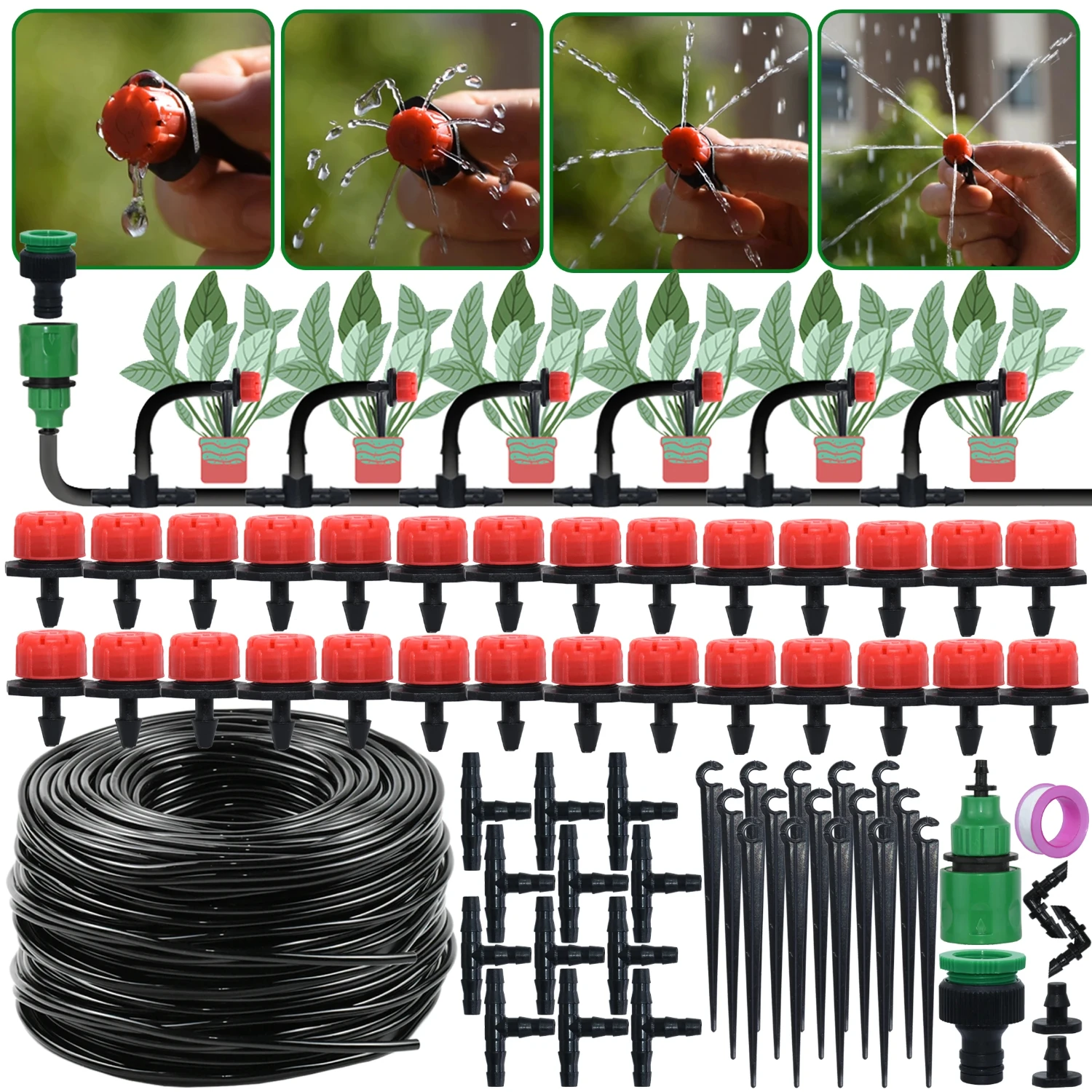 

Garden Drip Irrigation Automatic Watering System Kit 1/4 Nozzles Bonsai Pot Plant Lawn Flower Vegetable Greenhouse Riego goteo