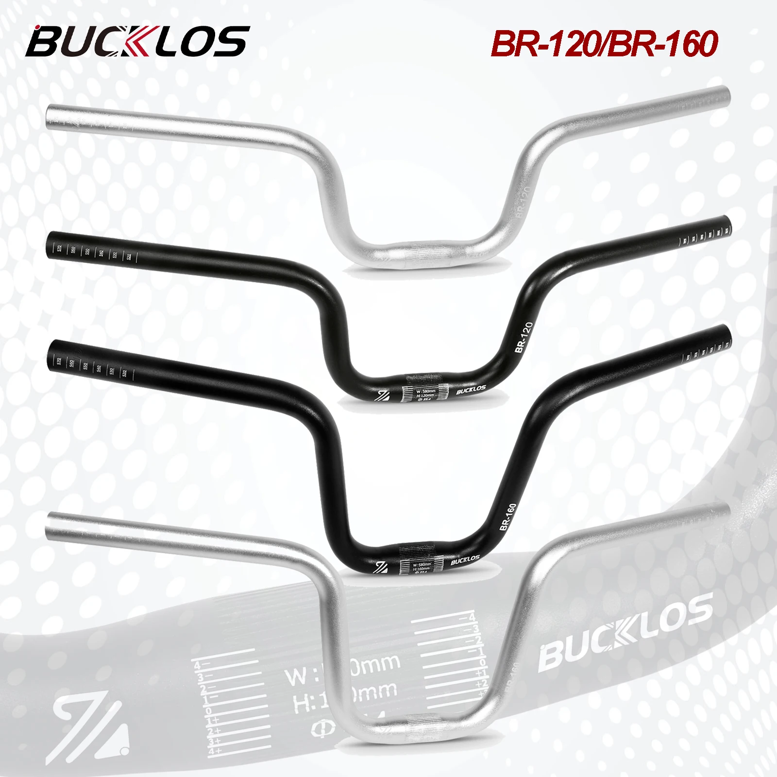 BUCKLOS 25.4mm U Shaped Handlebar 120/160mm Bike Swallow Handlebar Riser Aluminum Alloy Ultralight Cycling Handle Bar