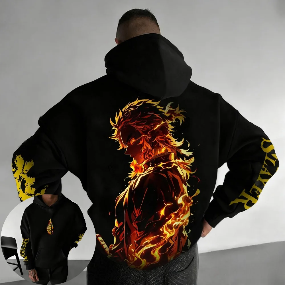 

Demon Slayer Men's Hoodie Sweater Rengoku Kyojuro Japan Anime Spring and Autumn Boys Children's Long-sleeved Parent-child Outfit