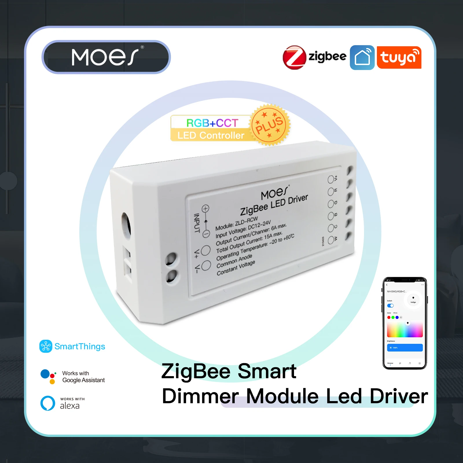 MOES New ZigBee 3.0 Smart Dimmer Module Swtich RGB CCT for LED Strip Smart Life Tuya App Control with Alexa Echo Goolge Home