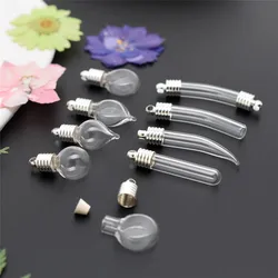 1pieces Glass Vial Pendants Silver Color Cap Name On Rice Art Handmade Materials