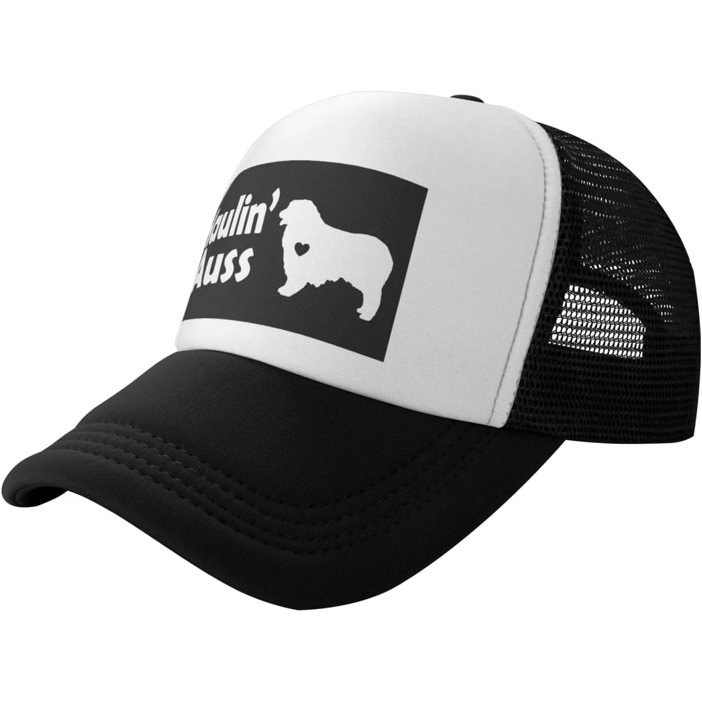 Australian Shepherd Haulin Auss Dog Lover Trucker Hat Mesh Snapback Cap Unisex Casual