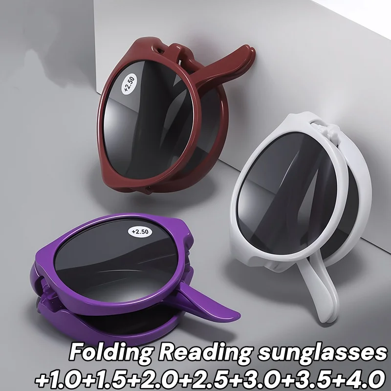 

4colors Portable Folding Presbyopia Sunglasses Women Men HD Eye Protection Anti Blue Light Reading Sunglasses Fashion Goggles