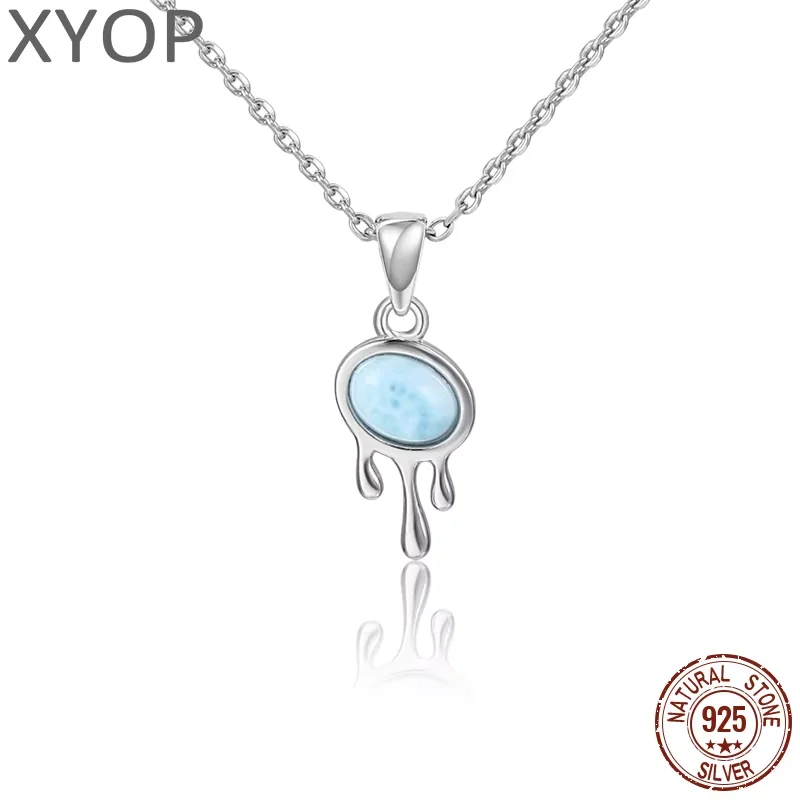 

XYOP 2025 Jewelry 925 Silver Larimar Pendant Contains Exquisite Compact Everyday