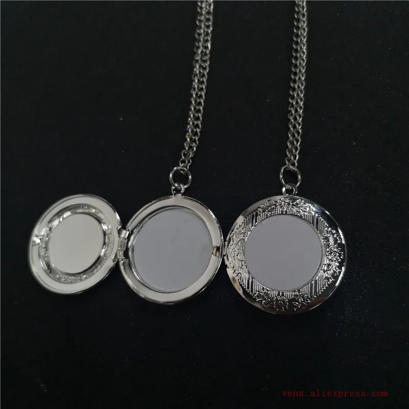 

sublimation blank round locket photo necklaces pendants fashion jewelry for valentine's Day 20pcs/lot