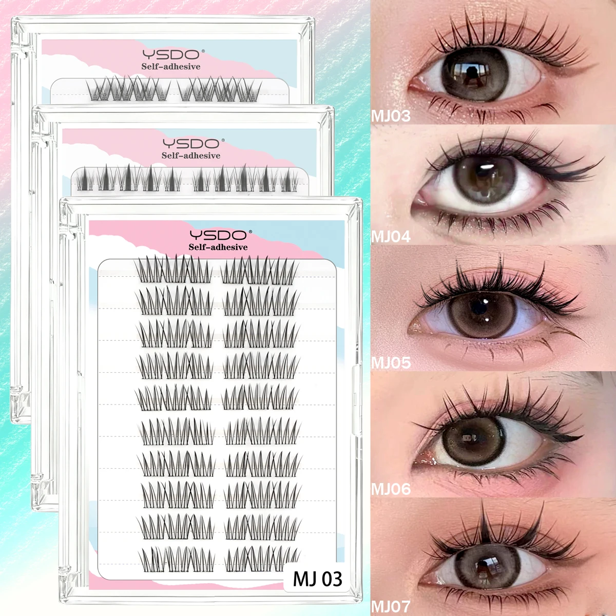 10 Rows Fox Eye Effect Cluster False Eyelashes Natural Fluffy Thick Bundles Segmented Reusable DIY Eyelash Extension Makeup Tool