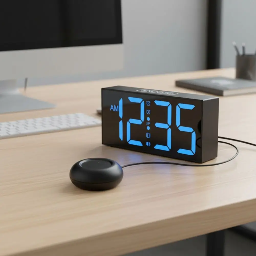 Super Loud Vibrating Electronic Alarm Clock Adjustable Brightness Large Display LED Screen Digital Alarm Clock Adjustable Volume