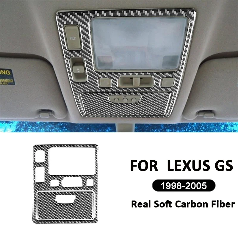 

For LEXUS GS 1998-2005 Carbon Fiber Car Roof Reading Light Panel Book Lamp Trim Cover Interior Decoration Sticker Car Parts
