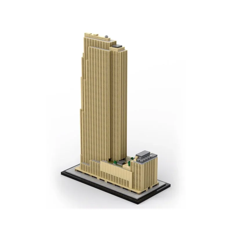 MOC-132936 30 Rockefeller Plaza 1:800 Scale Assembling Stitching Building Block Model1712parts Street View Boy Building BlockToy