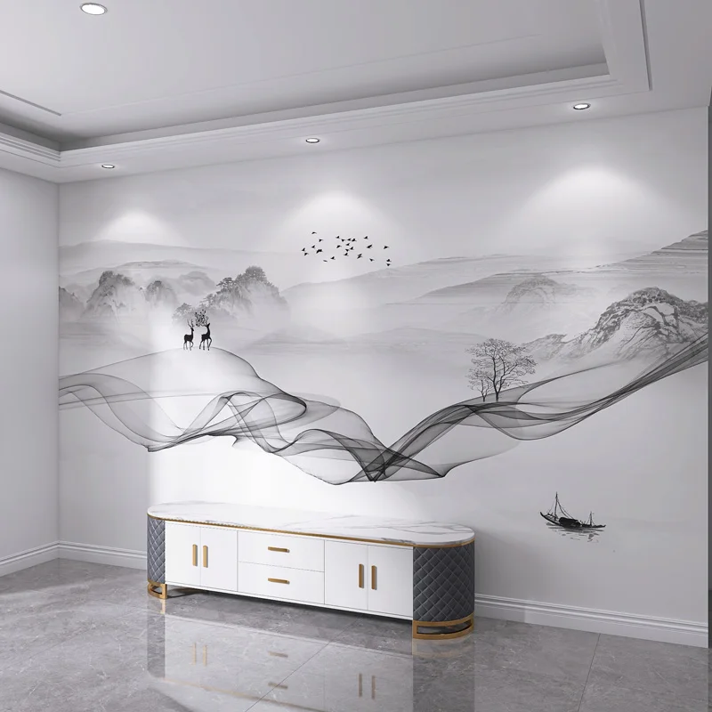 

3D three-dimensional TV background wall wallpaper 8d Chinese background wall wallpaper living room decorative wallpaper bedroom
