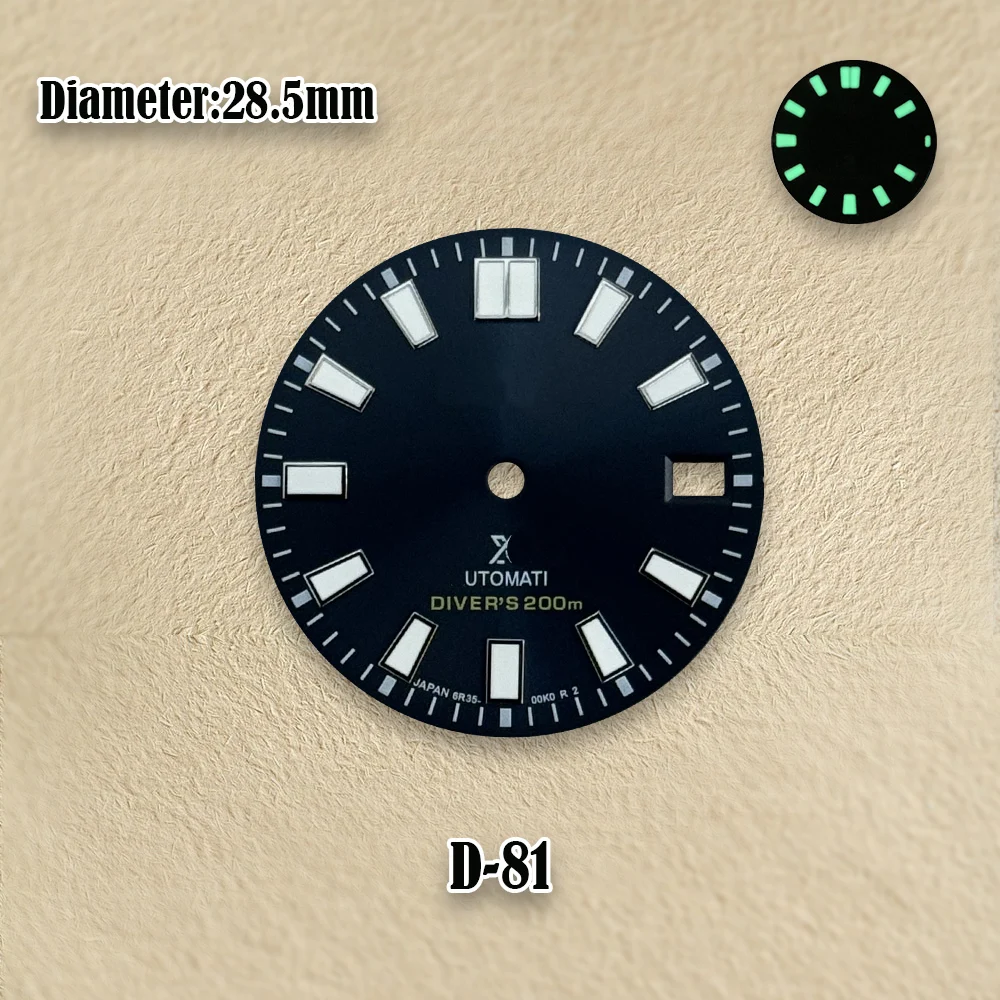 28.5mm Sunray Diver's Dial NH35 Dial C3 Green Luminous Suitable For NH35/NH36/7S Movement Watch Accessories with S Logo