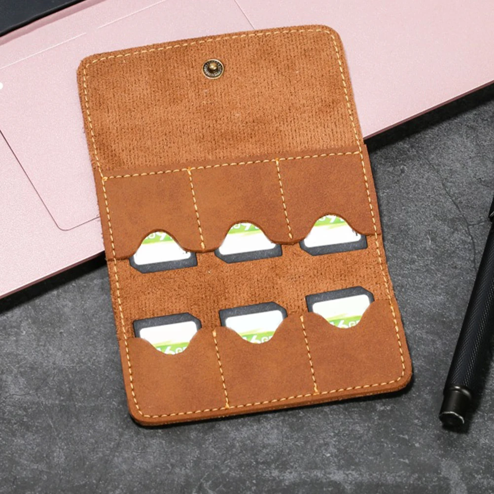 

2Pcs Lightweight Memory Card Storage Case Retro Organizer with 6 Slots