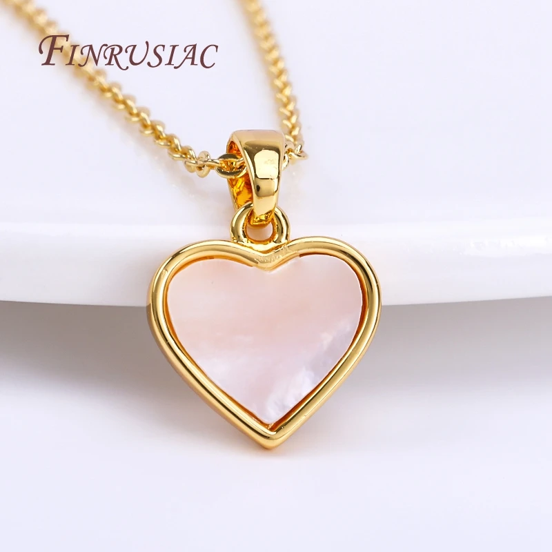 18K Real Gold Plated Heart Pendants For Necklace Making Supplies,Natural Shell Charms Jewelry Materials,DIY Accessories