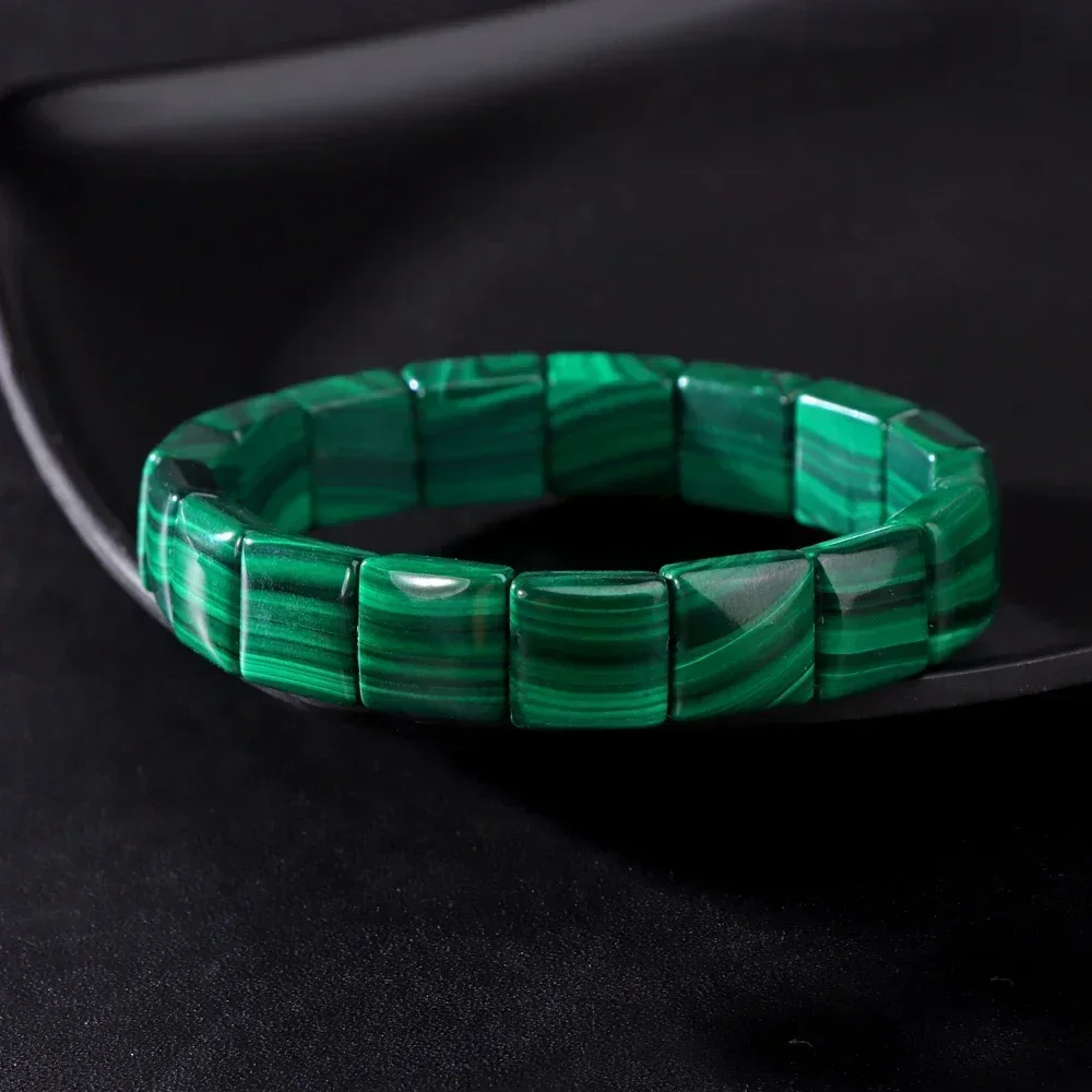 Echte Natürliche Malachit Perlen Armbänder Für Frauen Männer Edelstein Quadratischen Stein 5A Hohe Qualität Grün Malachit Elastische Armband – Detail 3
