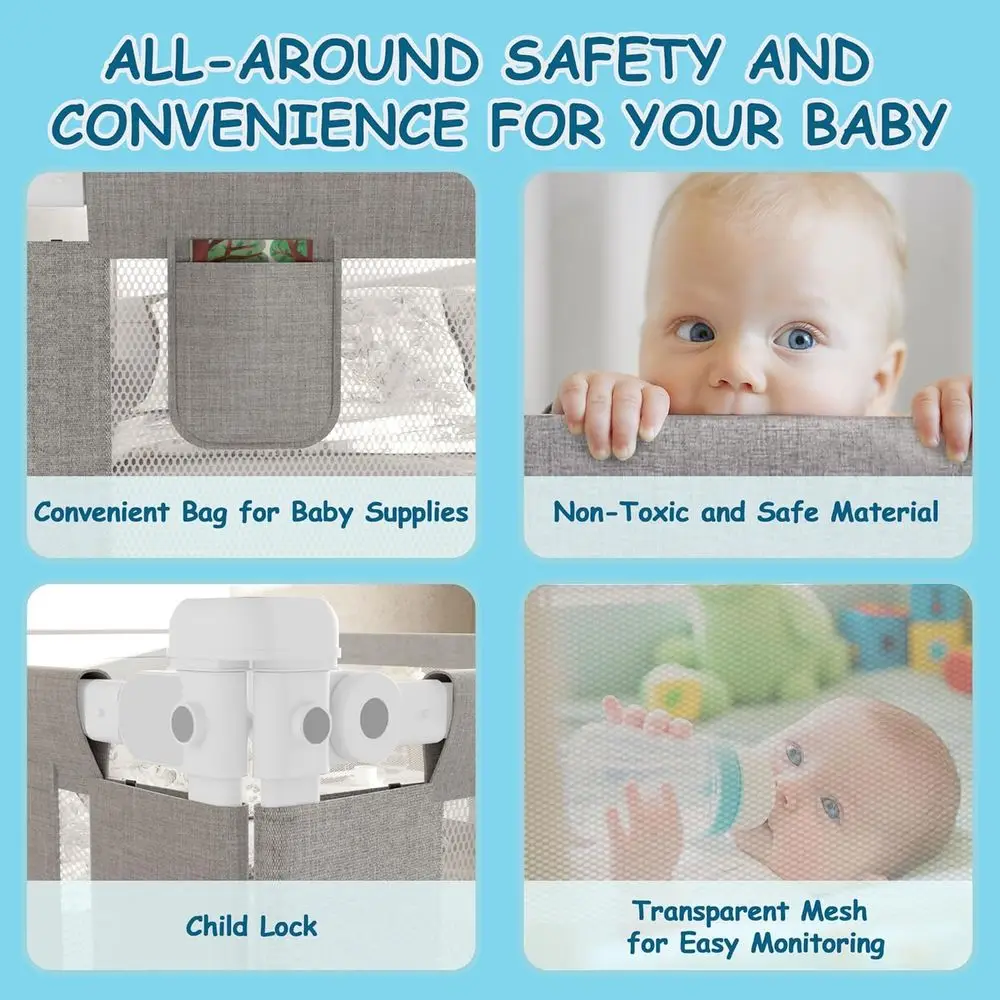 Height Adjustable Toddler Bed Rails for Queen Size Bed - Grey