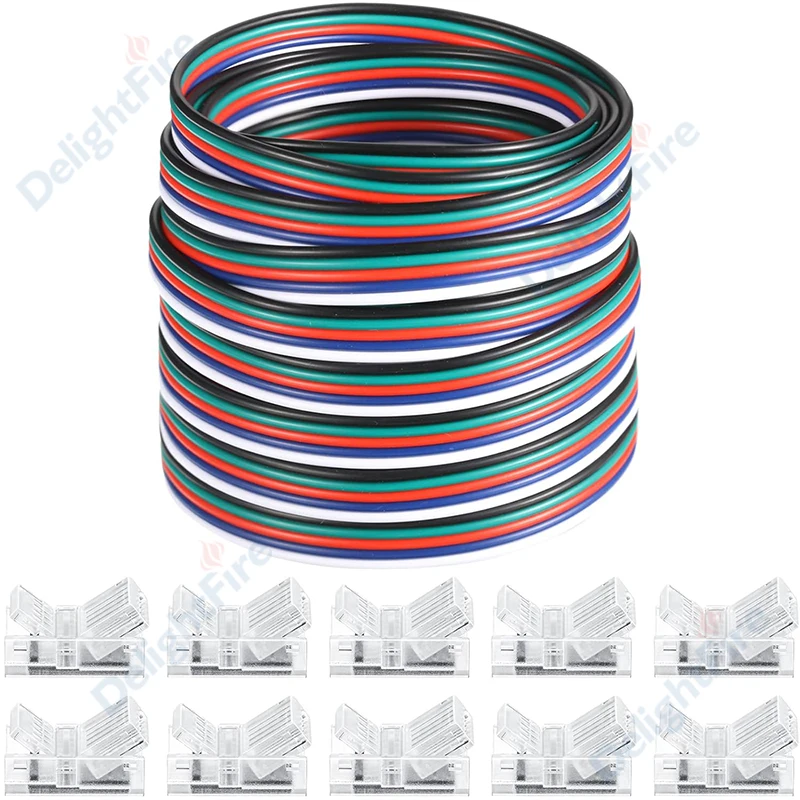 2/3/4/5PIN LED Electrical Wire Tinned Copper 22AWG 10m Extension Cable Connector For 5050 3528 RGB RGBW LED Strip Light