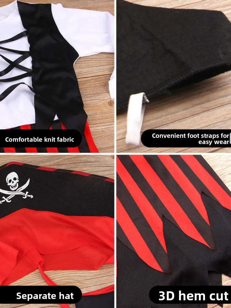 Nuevo disfraz infantil loween, traje de pirata caribeño Ja Sparrow, ropa de actuación, Material de poliéster, disfraz étnico para escenario...