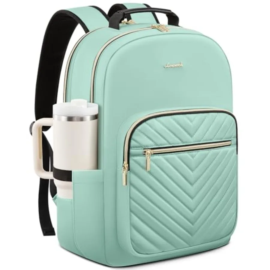 

Laptop Backpack for Women with Giant Tumbler Holder, Designer Travel Backpack Laptop Bag College Backpack, Quilted Work Nurse T