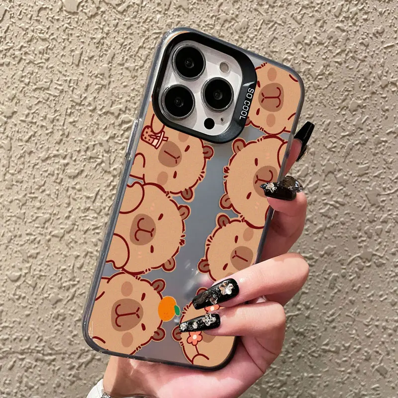 

Cartoon Capybara Cute Laser Phone Case For IPhone 16 15 Pro Max 14 15 Plus Pro Max 13 12 Mini Pro Max 11 Shockproof Back Covers