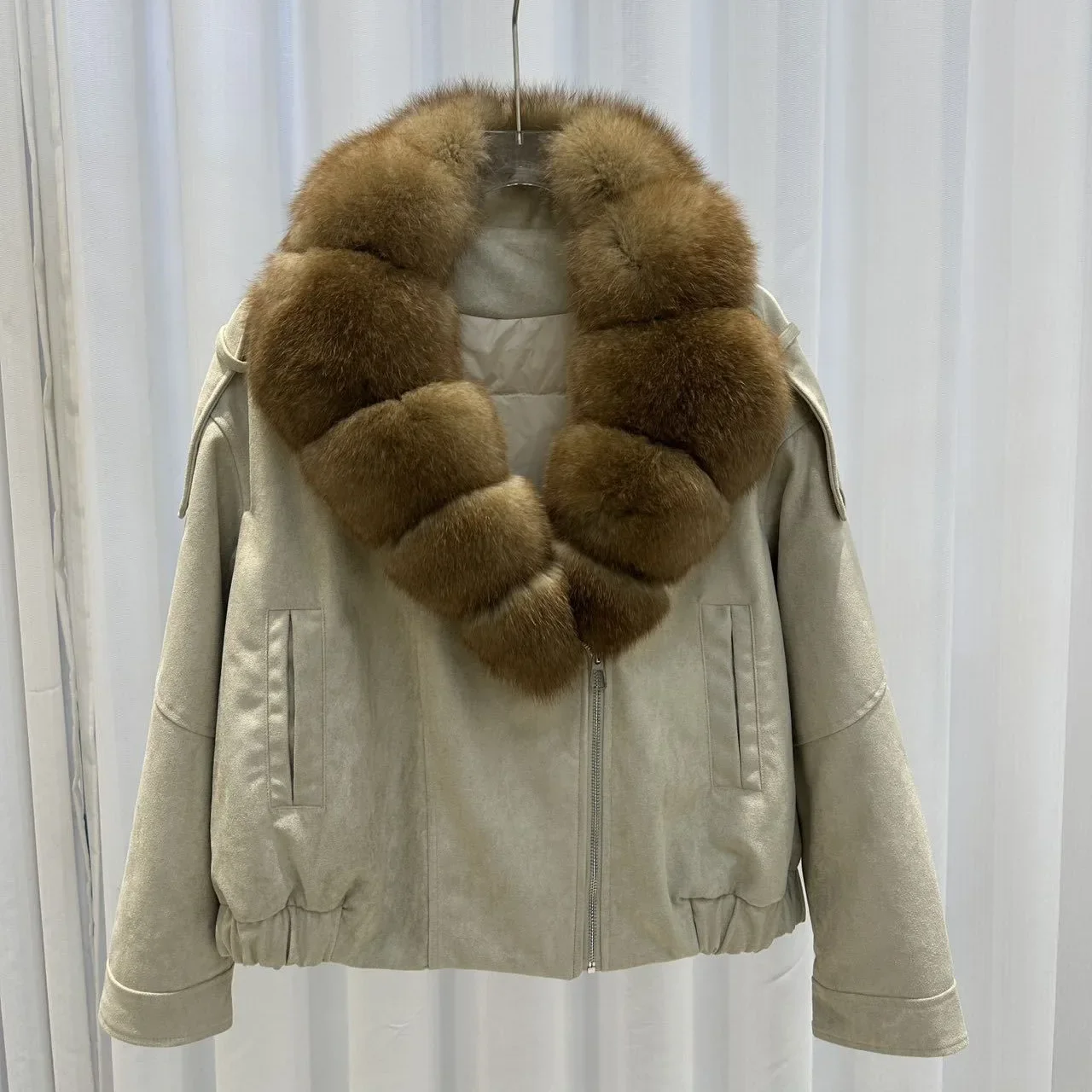 OFTBUY 90 Duck Down Real Fox Fur Collar Luxury Women New Winter Down Jacket Female Loose Short Puffer Coat Thick Warm Outerwear