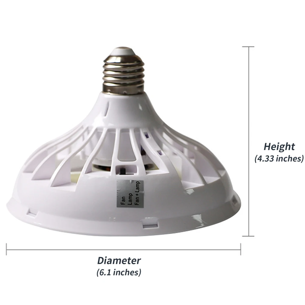 Luz LED Ventilador de Teto com Controle Remoto, Lâmpada Regulável, Vento 3-Gear, Fit para Banheiro, Estudo, Cozinha, Casa, Sala de Jantar, AC 85-265V, E27